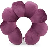 Sexysamba Flower Travel Neck Pillows for Airplanes Breathable Cotton U-Shaped Neck Pillow for Kids & Adults Head Neck Chin Support Rest Pillow for Traveling,Car,Train,Bus,Recline,Home,Office,Purple