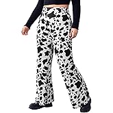 WDIRARA Women's Plus Size Animals Cow Print Flare Leg High Waisted Casual Pants