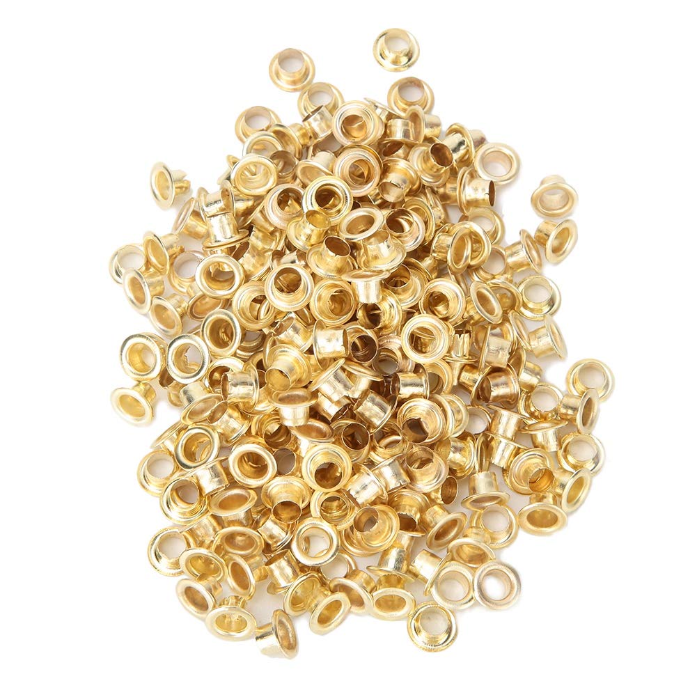 Cikonielf 4mm Gold Metal Eyelets Scrapbooking Supplies for Book Binding and Card Making - Hole Reinforcement Studs Decoration for Paper Crafting Projects