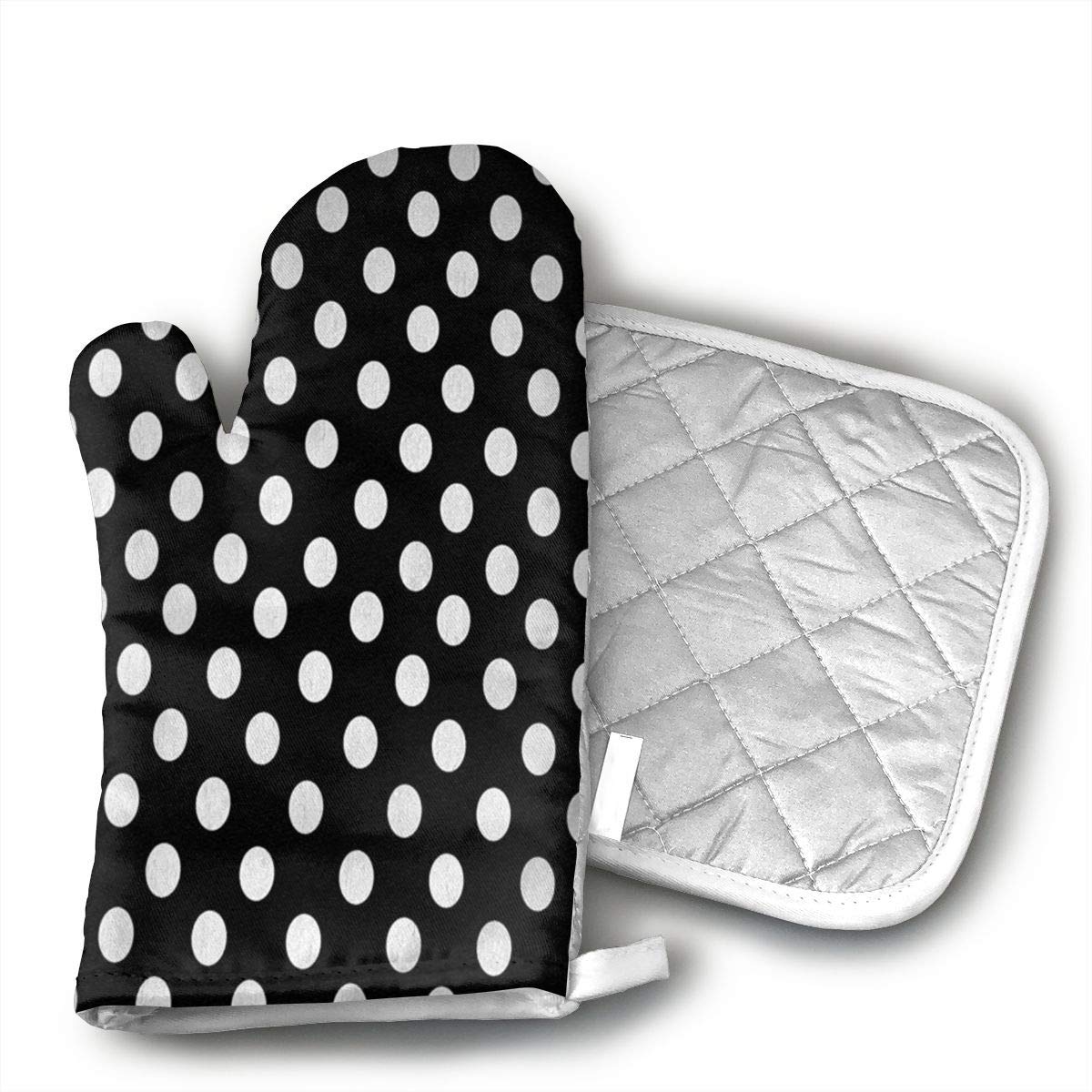 Best Black Hot Pads And Oven Mitts White Grip Dots