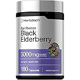 Horb&auml;ach Black Elderberry | 180 Capsules | Sambucus Extract Supplement | Non-GMO &amp; Gluten Free