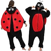 CWDGAGANB Unisex Adult Ladybug Costume Bug Onesie Pajamas Halloween Costumes Cosplay Sleepwear for Women Men