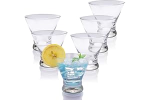 Gala Houseware Stemless Martini Glasses Set of 6，8oz Cocktail Glasses for Margarita and Cosmopolitan, Bar Glass Cups