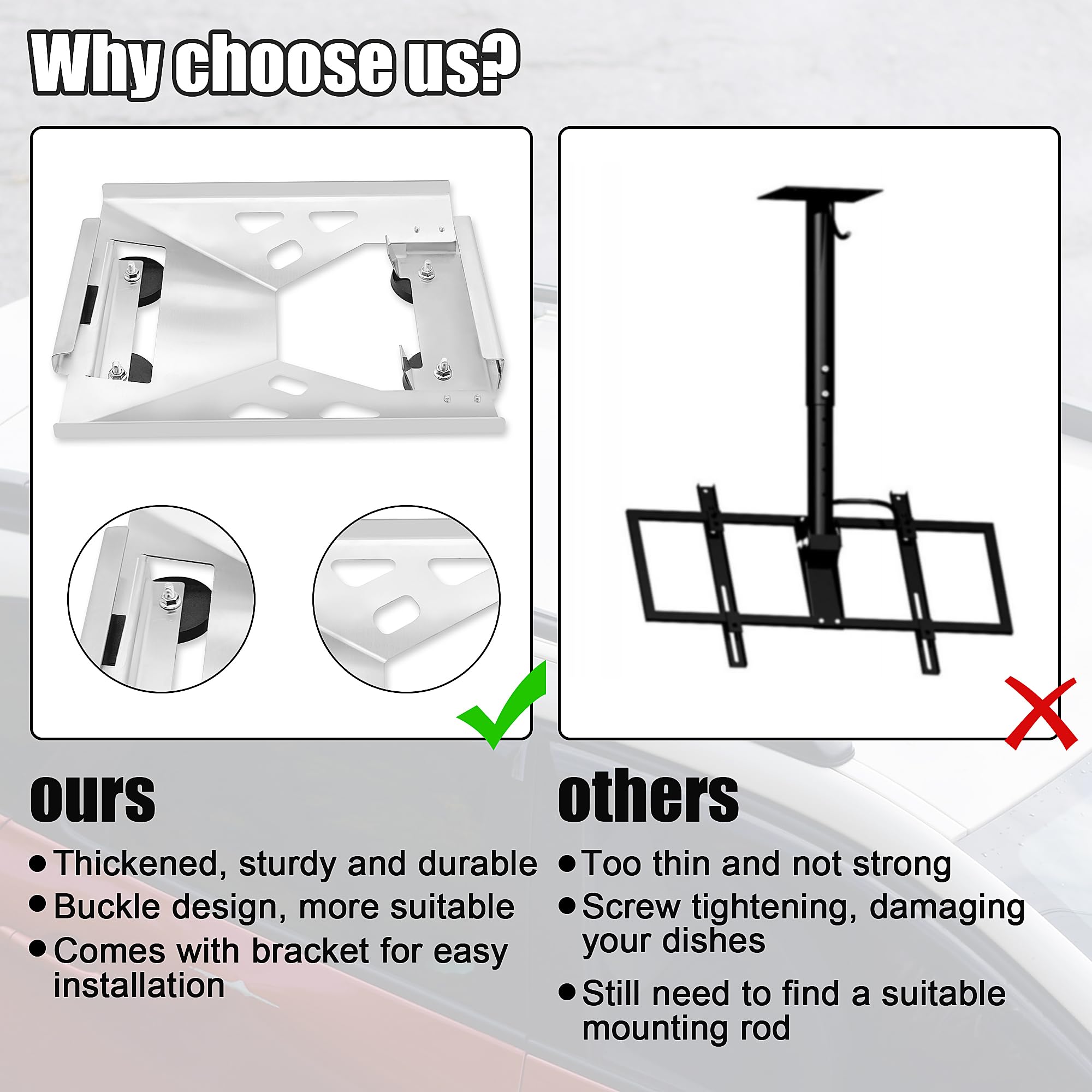 Starlink Mini Flat Mount Kit, Magnetic Quick Release Roof Mount Kit for RV, Vans, Boat