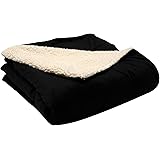 LCM Home Fashions Micromink/Sherpa Throw, Black, 50-Inch by 60-Inch