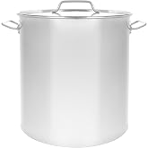 CONCORD Polished Stainless Steel Stock Pot Brewing Beer Kettle Mash Tun w/Flat Lid (30 QT)