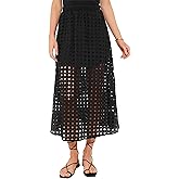 Fiona Jolin 2026 Women Summer Casual Eyelet Bohemian Maxi Skirt Beach Long Skirt with Mini Underneath