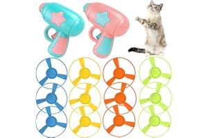 LAPOHI 14 PCS Cat Fetch Toy with Colorful Flying Propellers Set, Cat Playing Tracking Interactive Toys for Kitten Chasing Training Hunting