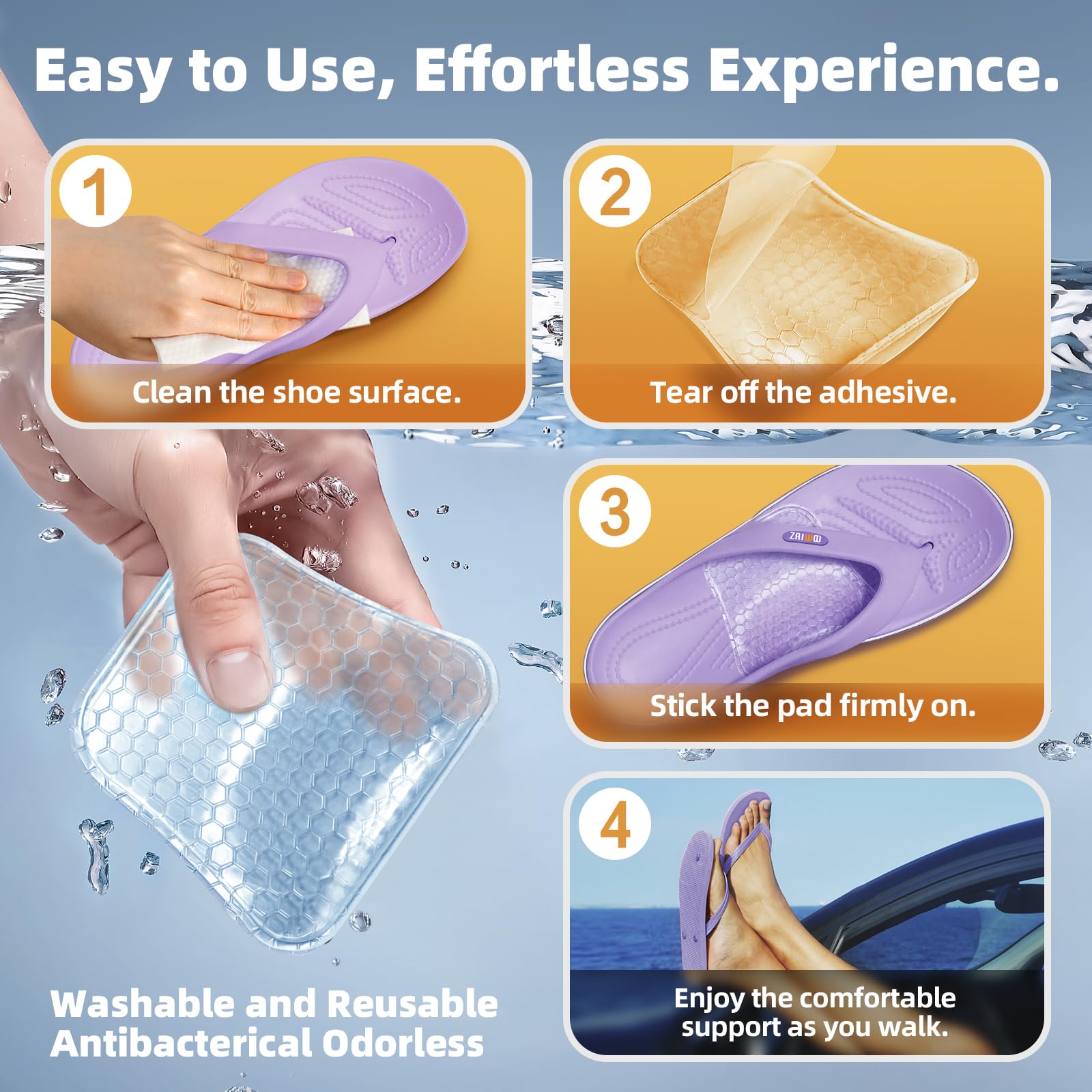 Arch Support Inserts Women for Flat Feet, Gel Arch Inserts for Plantar Fasciitis Relief, Non-Slip Arch Support Pads, Two-Option of Different Heights (High-Clear)