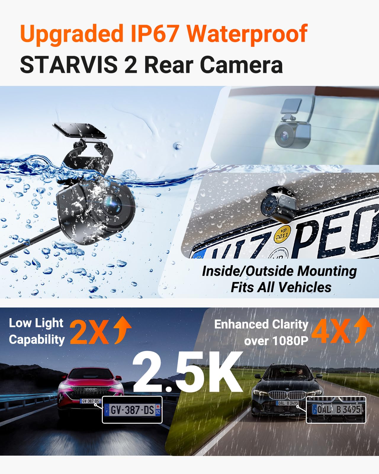 VANTRUE N4 Pro S 4K 3 Channel Dash Cam w/Triple STARVIS 2, 4K+1080P+2.5K Front Inside Rear Dash Camera, 4k+2.5K Dual Channel, HDR IR Night Vision, Voice Control, Parking Mode, GPS, Wi-Fi, Support 1TB