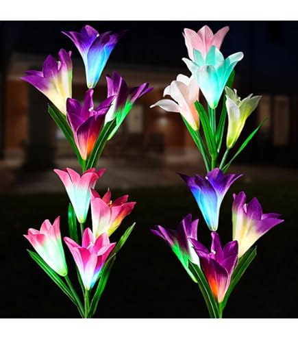 Aloudy Solar Garden Stake Lights: 3 Pack Outdoor Waterproof Calla