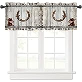 AAVEUP West Country Wooden Doors Valance Curtain for Kitchen,Old Country Ranch Texas Western Cowboy Star Sign Barn Door Windows Treatment Drapes for Bathroom Bedroom Living Room Farmhouse 54x 18 in