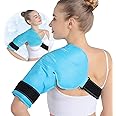 Relief Expert Shoulder Ice Pack Wrap Reusable Rotator Cuff Cold Compression for Left or Right Shoulder and Upper Arm, Large Gel Cold Pack Wrap for Arm with Soft Plush Lining - Blue
