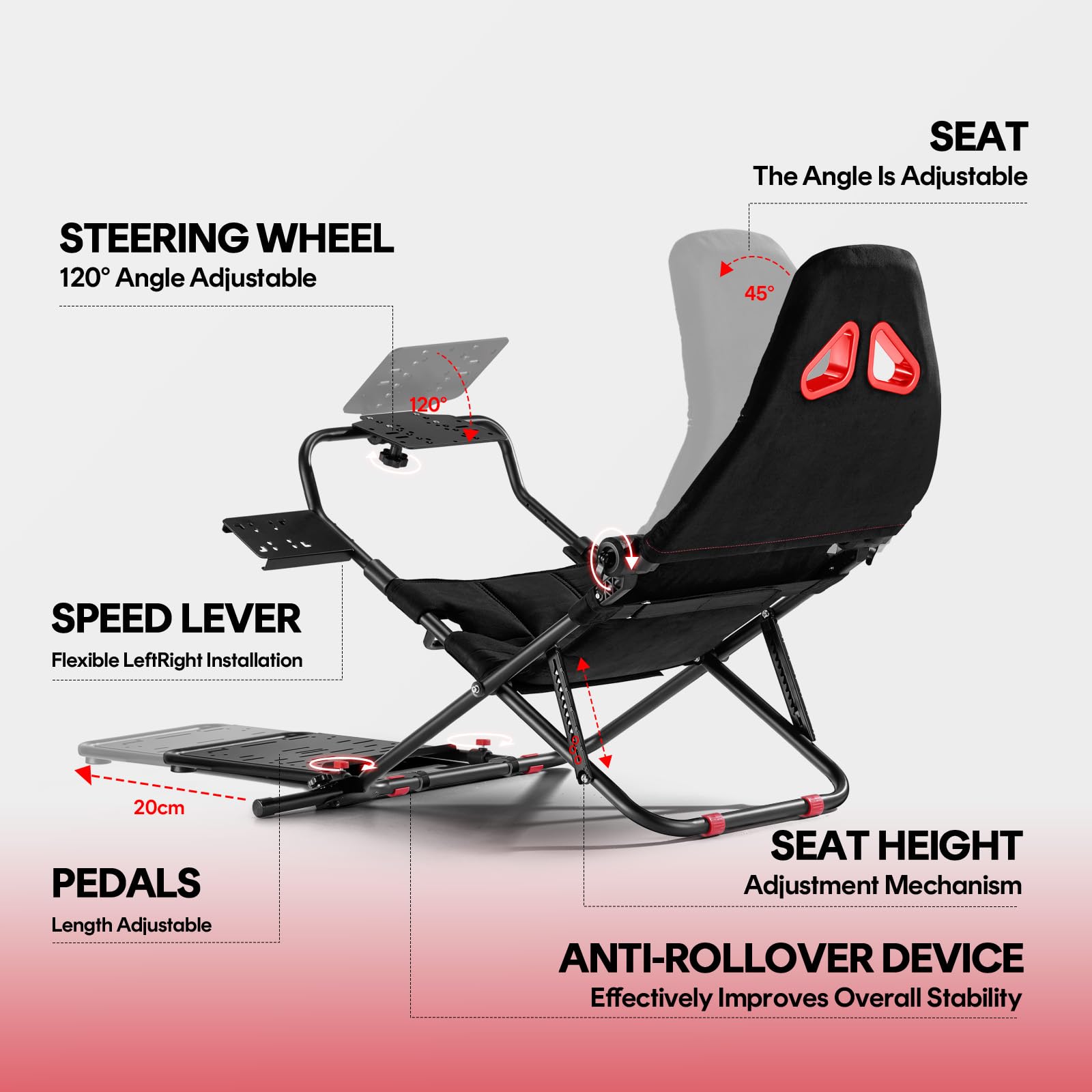 RACGTING Racing Simulator Cockpit for G920 G29 G923, Foldable Racing Simulator for Thrustmaster T248X T248 T300 T150 458 TX Xbox PS5 PS4 PC (Black)