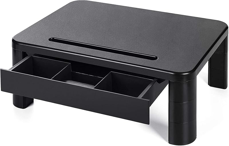 LORYERGO Monitor Stand Desk Riser with Drawer Height Adjustable 3 Levels