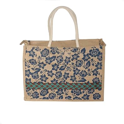 Swadesia Printed Flower Jute Tote