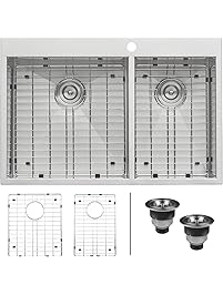 Ruvati 33 x 22 Inch Drop-in 60/40 Double Bowl 16 Gauge Zero-Radius Topmount Stainless Steel Kitchen Sink - RVH8050
