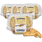 DeLallo Vanilla Almond Biscotti, (4 Pack), Authentic Italian Recipe, Twice Baked Cookies Non-GMO All Natural Italian Biscuits Made with Handcrafted Vanilla Bean, 7 oz Container