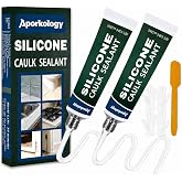 Clear Silicone Caulk Waterproof Silicone Sealant, 0.68 fl.oz(20ml)*2 | Stronger Adhesion Clear Caulk for Kitchen and Bathroom, Door, Window