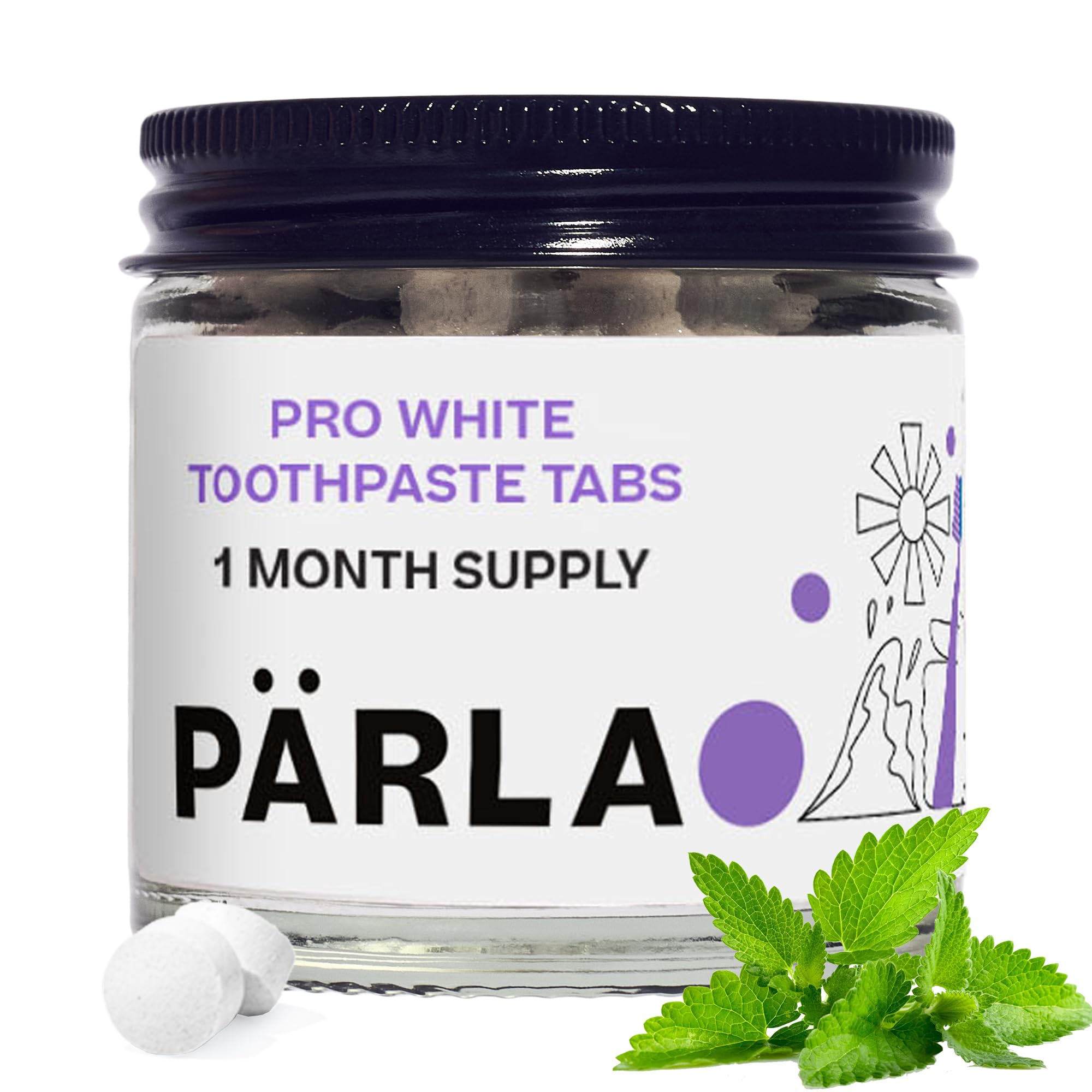 PÄRLA PRO Remineralising Whitening Toothpaste Tablets | 62 Tabs, 1 Month Supply | Sustainable Packaging | Hydroxyapatite Enamel Repair for Sensitive Teeth | Gluten Free & Vegan | Refillable Jar