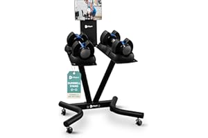 Lifepro Adjustable Dumbbell Stand Rack - Compatible with PowerFlow Plus, PowerUp Plus, and for More Brands- Phone Holder, featured Castors - Home Gym Storage and Convenient Strength Training