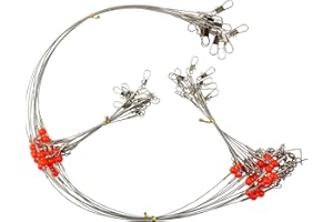 Fishing Wire Leader Rig Stainless Steel Fishing Leader Rigs Tackle Fishing Swivel Snaps Beads 12pcs High-Strength Saltwater F