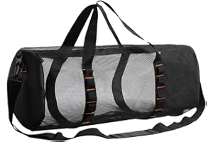SOULAGRY Mesh Dive Duffle Bag, Foldable Mesh Duffle Bag for Scuba Diving, Scuba Gear Bag Duffle Dive Case with Shoulder
