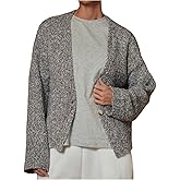 Milumia Women's Deep V Neck Fuzzy Cardigan Casual Drop Shoulder Long Sleeve Oversized Knitted Sweaters