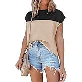 Womens Cap Sleeve Sweater Vest Summer Tops Sleeveless Tank 2026 Trendy Spring Clothes Striped Short Sleeve Shirts