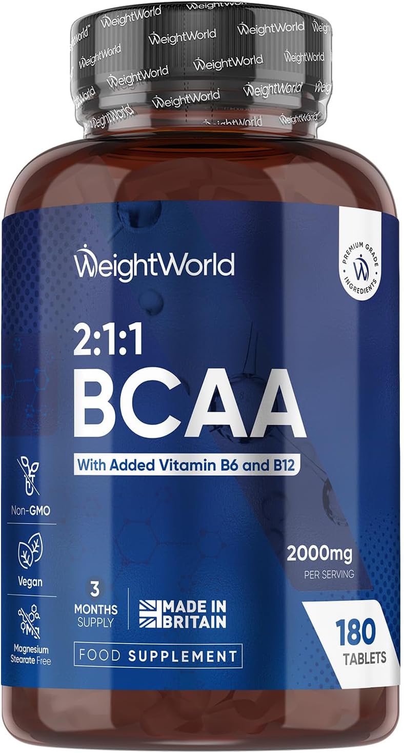 WeightWorld BCAA Tablets 2000mg 180 Vegan BCAAs 2:1:1 Vitamin B6 B12