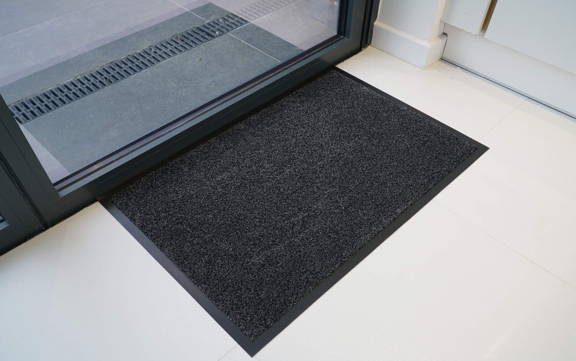 Serdim Rugs Non Slip Dirt Rubber Edged Barrier Mats, Anthracite, 40 x 60 cm(1'4" x1'12")