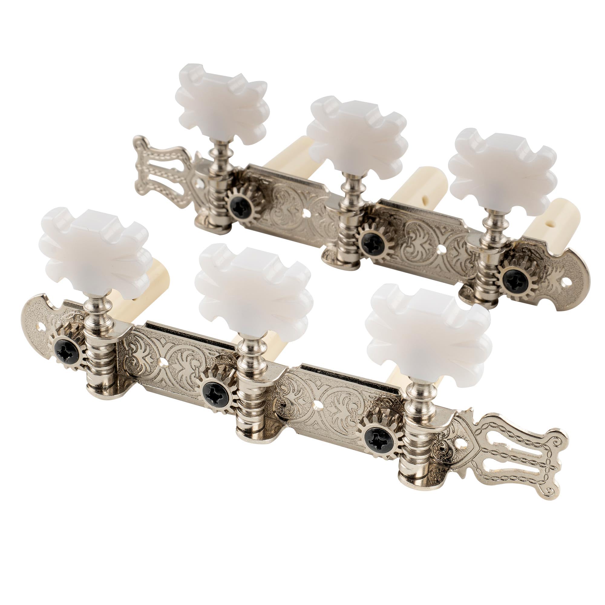 Musiclily Pro 3x3 Lyra Classical Guitar Tuners Tuning Machines Heads Pegs Keys, Nickel
