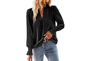 Falechay Boho Tops for Women V Neck Blouses Flowy Swiss Dot Dressy Casual Lace Womens Long Sleeve Shirts Trendy 2026