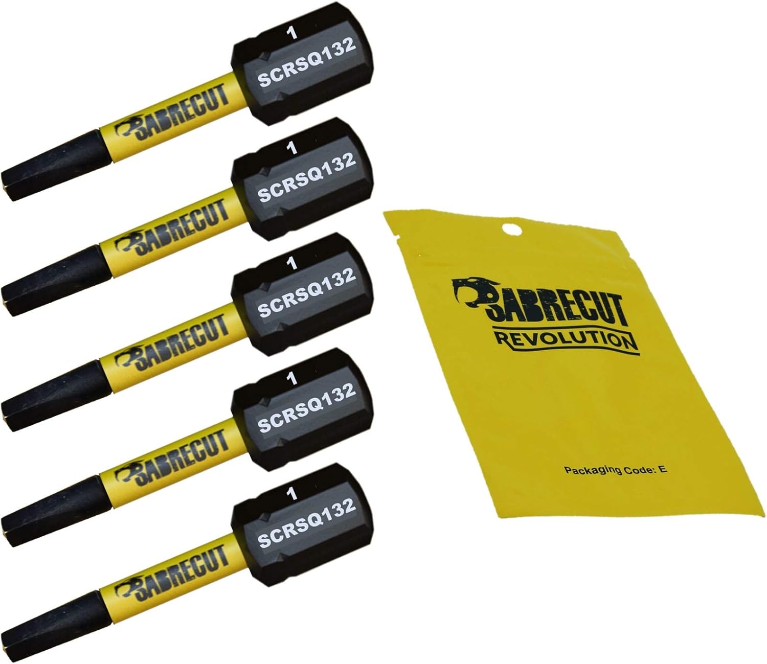 5 x SabreCut SCRSQ132_5 32mm SQ1 Square Magnetic Impact Screwdriver Driver Bits Set Single Ended Heavy Duty