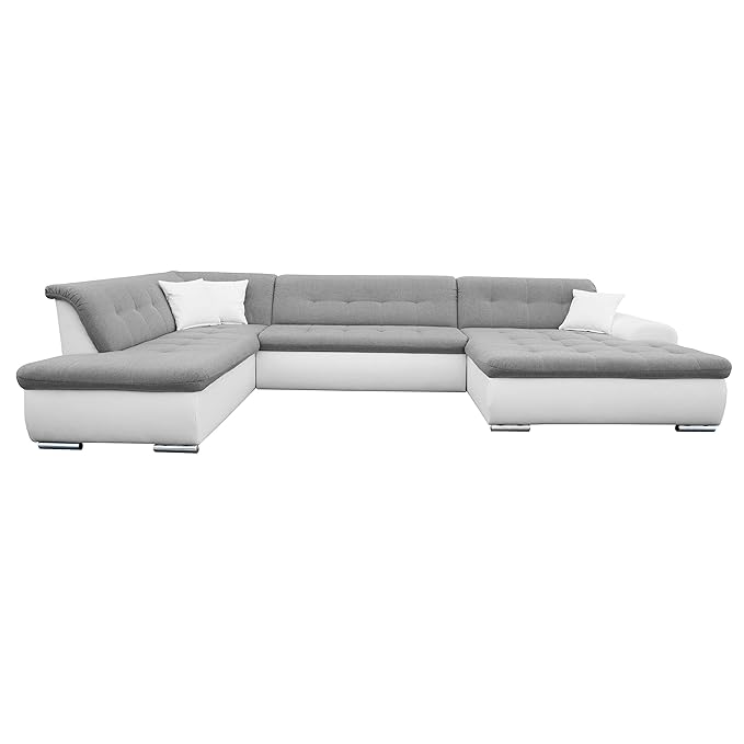 modernes Ecksofa Couch, Eckcouch ohne Bettkasten Aber mit Schlaffunktion, U-Form XXL Polsterecke, Couchgarnitur, Schlafsofa, 