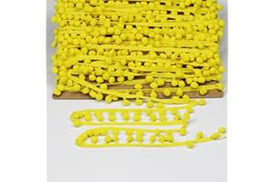 dlboboai Mini Pom Pom Trim Lace Polyester Small Round Ball Fringe Trim 18 Yards 12 mm Wide for Sewing Crafts Clothing Curtains Accessories Lampshade Home DIY Decoration (Yellow,12mm/0.47 inch Wide)