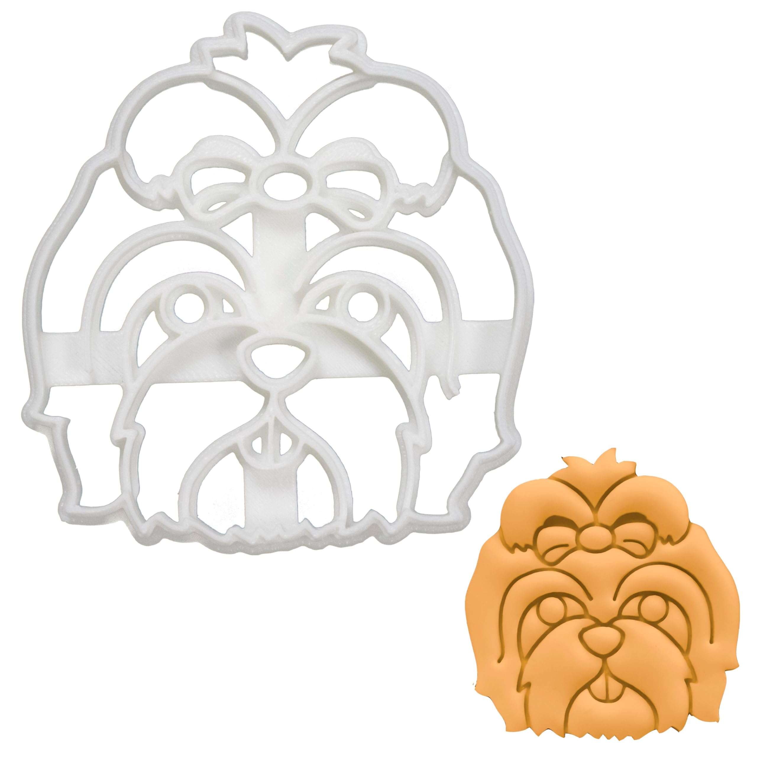 BAKERLOGY Shih Tzu Face Cookie Cutter - Detailed Biscuit Cutter Design for Baking and Crafts, Ideal on Fondant, Dough, Clay