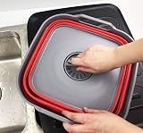 SAMMART 10L Collapsible Dishpan with Draining Plug Grey Red view 7