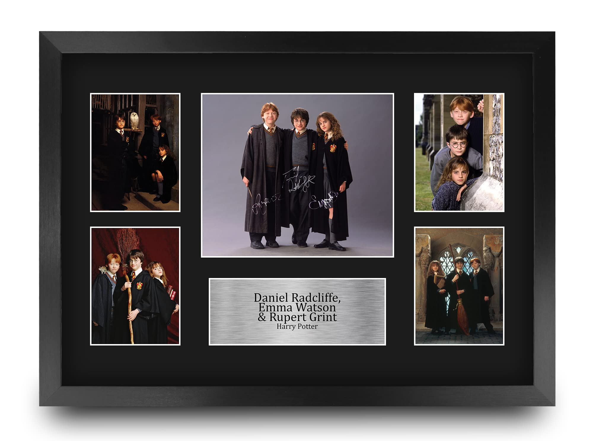 HWC Trading FR A3 Radcliffe, Watson & Grint Harry Potter Ron, Hermione Gifts Printed Signed Autograph Picture for Movie Memorabilia Fans - A3 Framed