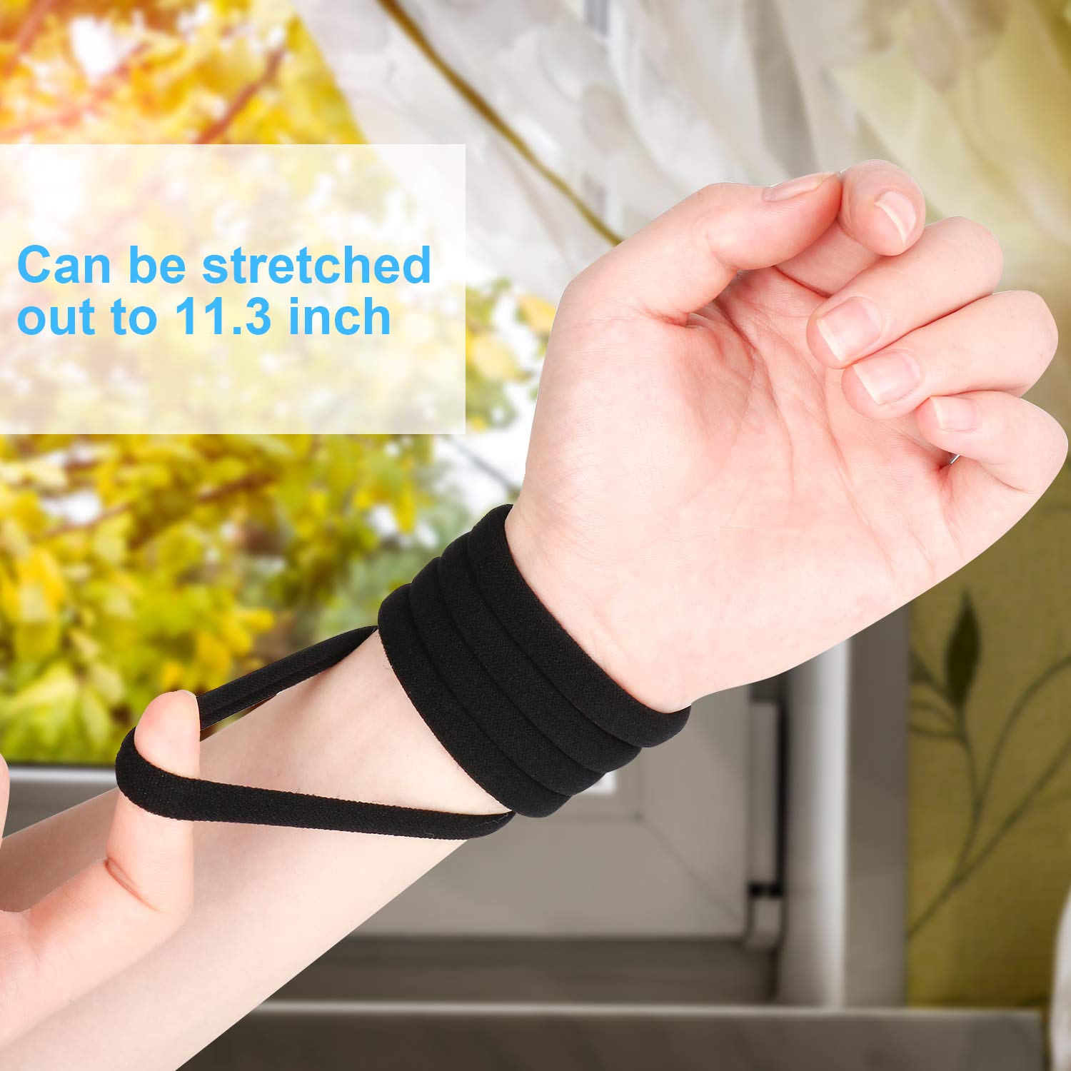 100PCS Large Black Hair Ties Band – Thick Cotton Seamless Ponytail Holders – Hair Elastics Hair Bands for Thick Heavy and Curly Hair (2 Inch in Diameter) by NineTong : Beauty