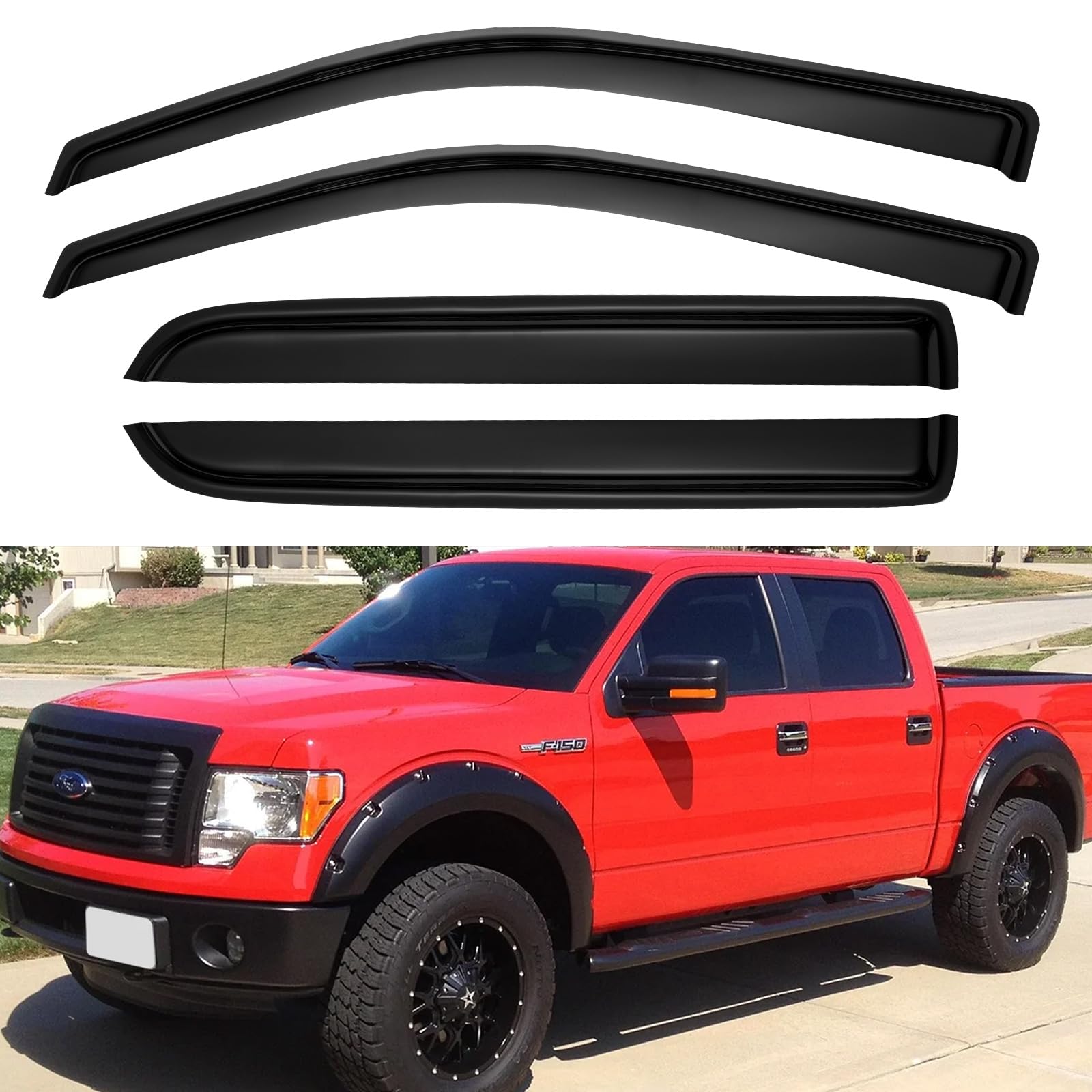 Window Visors Rain Guards for 2009-2014 Ford