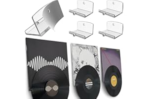 Modern JP Adhesive Vinyl Wall Mount (4-Pack) – Dual Display Album and Disc, Strong Hold Record Holder Wall, Record-Safe Easy Installation, Album Wall Mount for 1LP and 2LP – Clear