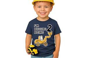 Tstars Construction 2nd Birthday Outfit for Toddler Boys - I'm Digging Being 2 Shirt - Bulldozer Digger Truck Tee