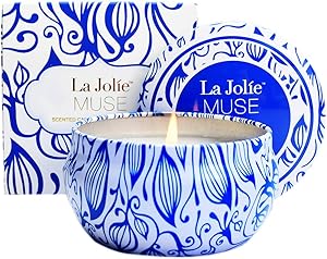 LA JOLIE MUSE Citronella Candle Outdoor - Scented Natural Soy Wax Candle Travel Tin Indoor Gift, 6.5 oz