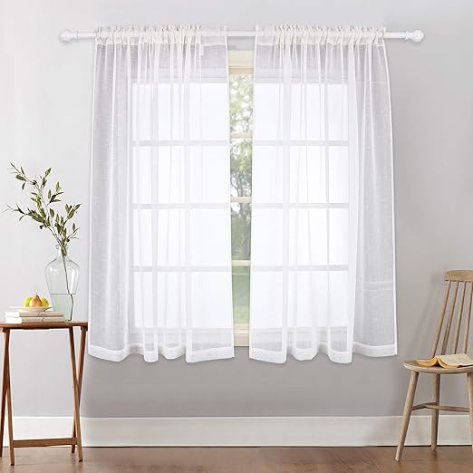 Amazon Com Sheer Curtains 63 Inches Length Beige Window Curtain
