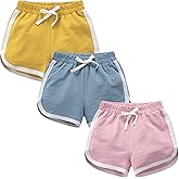 qtGLB Girls Shorts 3-Pack 100% Cotton Active Athletic Running Sleeping for Toddler Kids Big Girl's