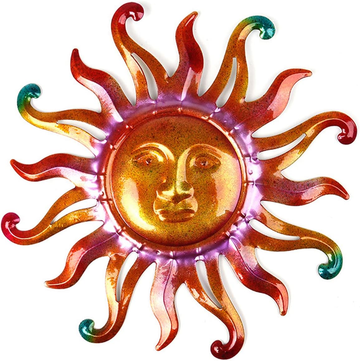 Plaques & Wall Art - Metal Outdoor Sun Wall Decor, Sun Face Yard Art Fence Outside Decorations for Patio Garden, Metallic 12 inch -C