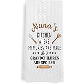 GWFSJYU Nana Gifts Kitchen Towels, Gifts for Nana Dish Tea Towels for Nana's Kitchen, Mothers Day Birthday Grandma Gift Decorative Hand Towel from Grandchildren Grandkids, 16x24 Inch