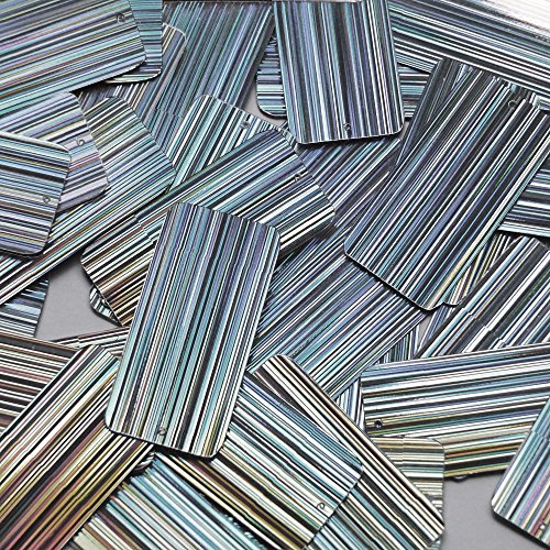 Sequin Rectangle Long Silver 1.5 inch Couture Loose Paillettes. City Lights Reflective Metallic Made in USA.