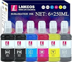 LNKCOS 6×250ML Sublimation Ink for Epson EcoTank